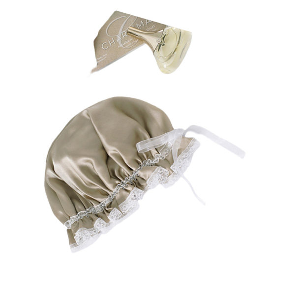 Luksus silkkiunihattu pitsireunuksella Beige