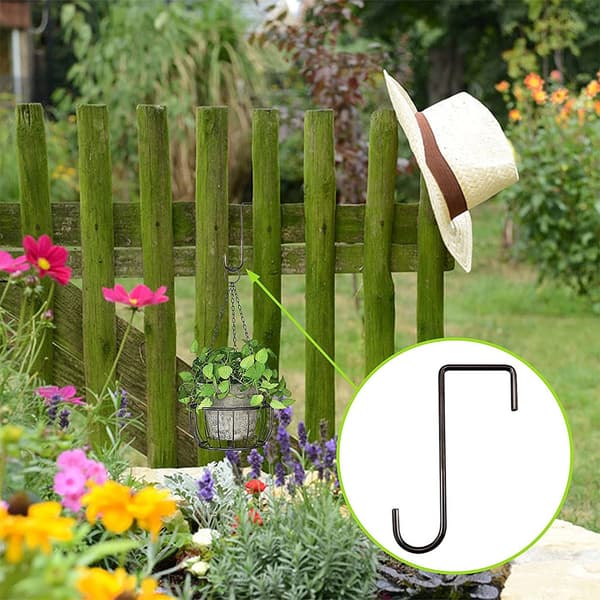 Små 6-tums Staketkrokar för Blomkrukor, Räcken och Hängande Korgar - 5-pack Black Black