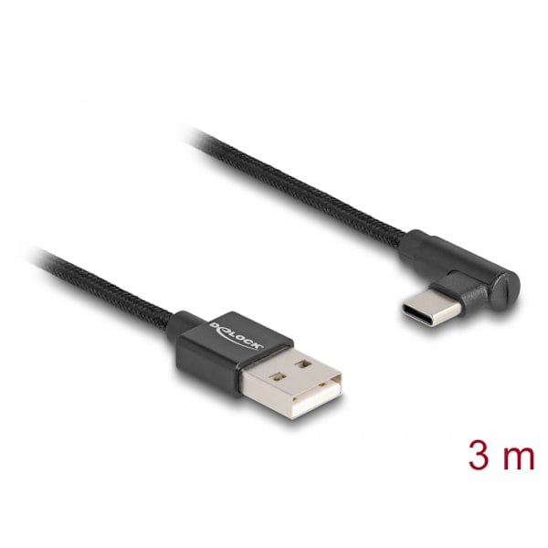 USB 2.0 Cable Type-A male to USB Type-C™ male angled 3 m