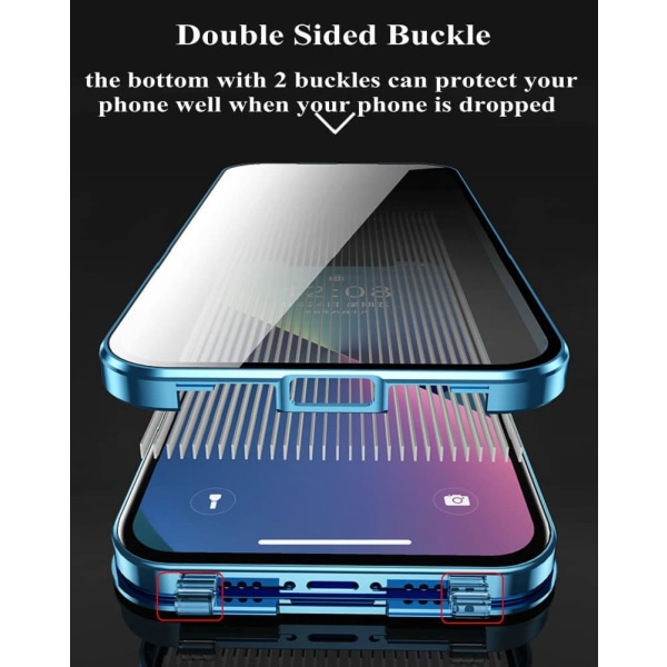 Dubbelsidigt spänne HD-telefonfodral magnetisk värmeavledning för iPhone iPhone 15 Plus Svart 16.5 x 8 x 1 cm