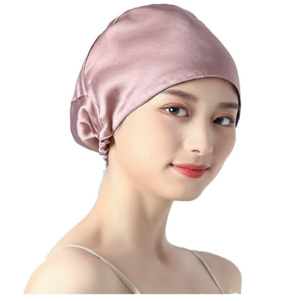 Ylellinen silkkiunihattu hiuksille, 100% Mulberry-silkkihuppu pörröisyyden hallintaan Vaaleanpunainen