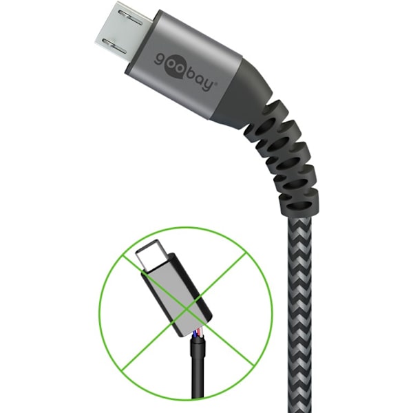 Micro-USB till USB-A textilkabel med metallkontakter 1 m
