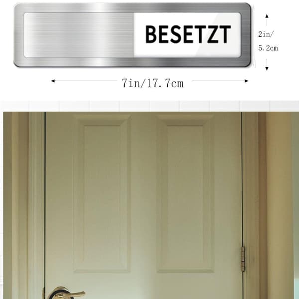 Magnetisk skjutskylt status - REN/SMUTSIG indikator för kontor, hotell, maskiner och arbetsstationer, silverborstad ABS, magnetisk montering