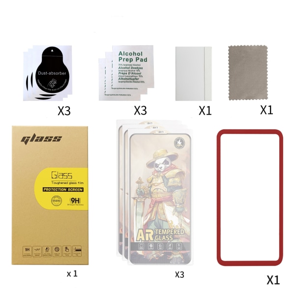 3-pack härdat glas HD Anti-Fingerprint Screen Film Kit Kompatibe Transparent 14,5 x 6,8 x 0,1 cm