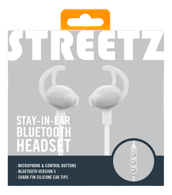 BT120 Stayinear BT headphones mic, control buttons white