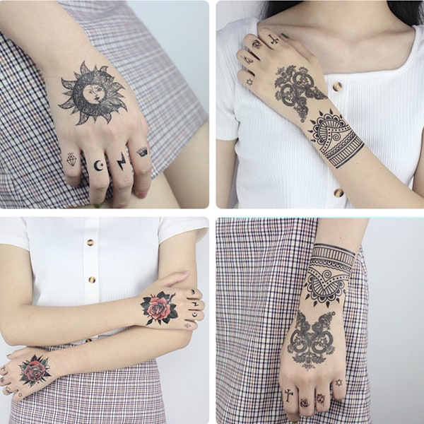 Paket med 10 ark tillfälliga tatueringar model 2