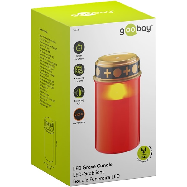 LED gravljus med timer, rött