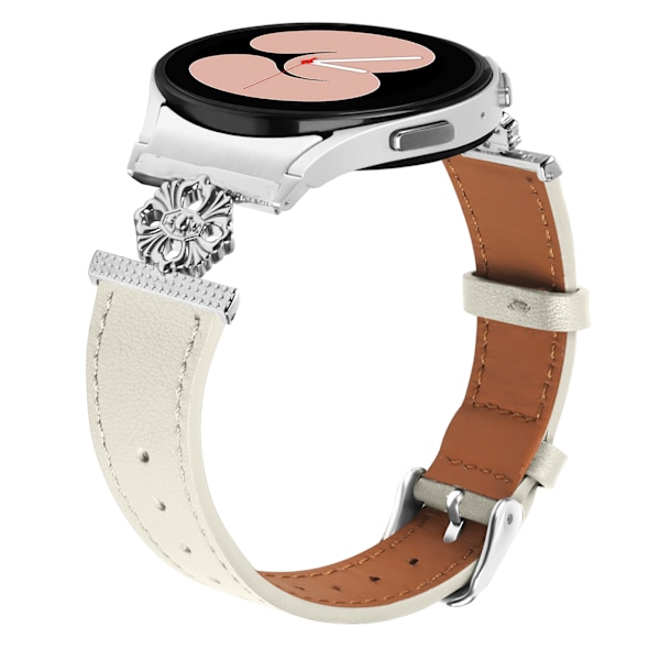 Klockarmband i äkta läder för Samsung Watch 4/5/6/7 Beige