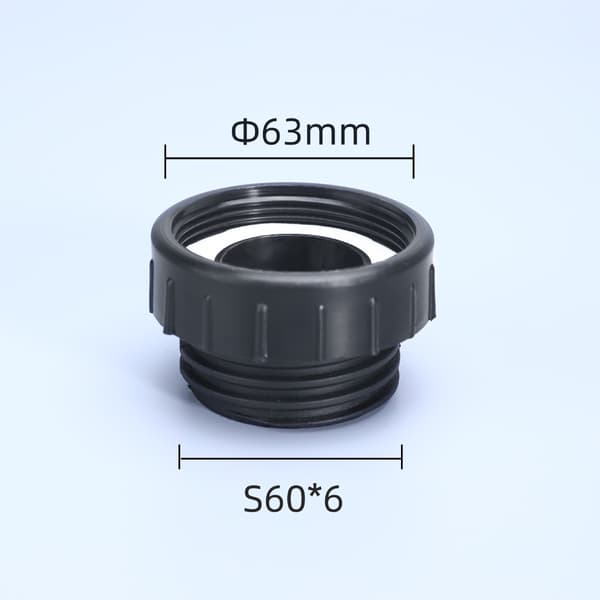 IBC tankadapter 62 fine thread til 60 coarse thread, kompatibel med Schutz IBC-ventil, ABS sort 2-pak, lækagesikring og nem montering