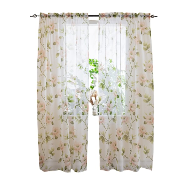 Långa semi-transparenta gardiner semi draperier för sovrum varda Rosa 1 x 2.7 m