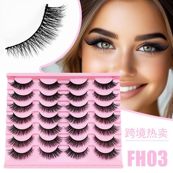 Black Terrier Lashes FH03 (14 par) - Naturlige og voluminøse 3D-falske øjenvipper