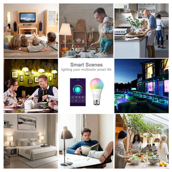 Wifi Smart LED-lamppu RGB Monivärinen himmennettävä 7,5W E27 White White