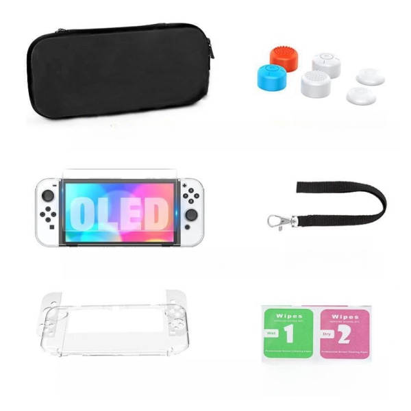 Skyddsfodral, film och tummössor för Nintendo Switch OLED-konsol Svart