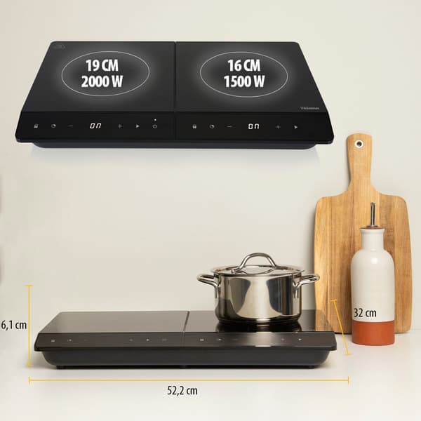 Induktionsplade Dobbelt IK-6162 19 & 16 cm LCD Touch