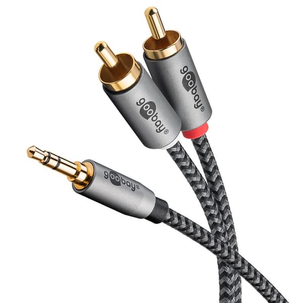Audioadapterkabel AUX, 3,5 mm jackstik til stereo RCA-stik, 2 m