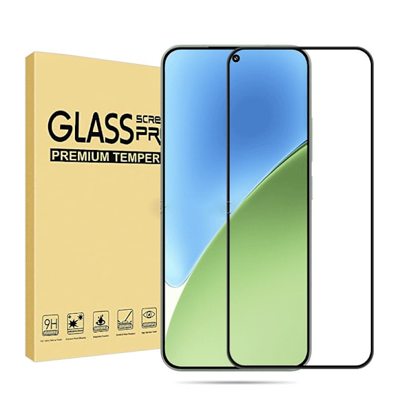 Xiaomi 15 HD skärmskydd i härdat glas - svart sidentryck [stöd för upplåsning av fingeravtryck] 2-pack