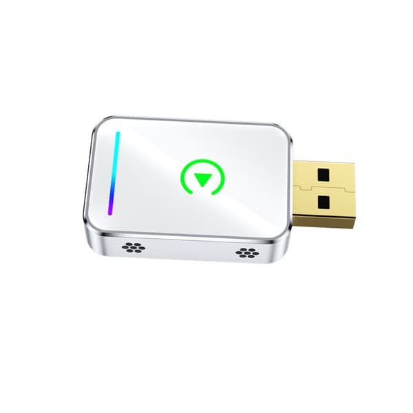 Smart Carplay & Android Auto Trådlös Adapter Box - Metall & Glas Design, för Bekväm Bilanslutning Silver+White Silver+White