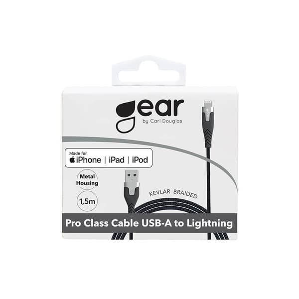 Ladekabel PRO USB-A til Lightning C89 1.5m Sort Kevlarkabel m/Metalkobling