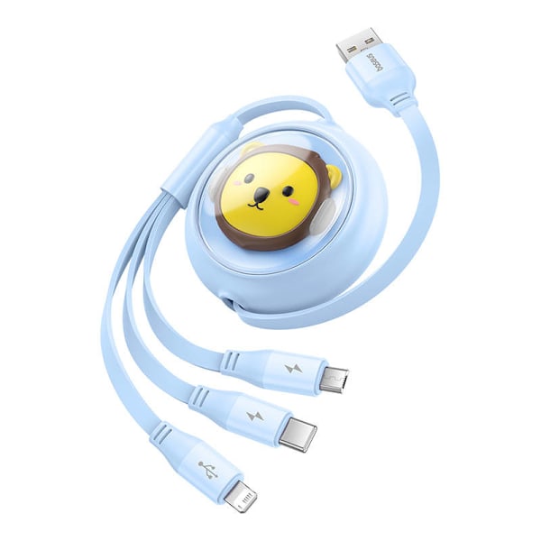 Latauskaapeli 3w1 Baseus USB-USB-C, USB-M, Lightning 3,5A, 1,1m (sininen)