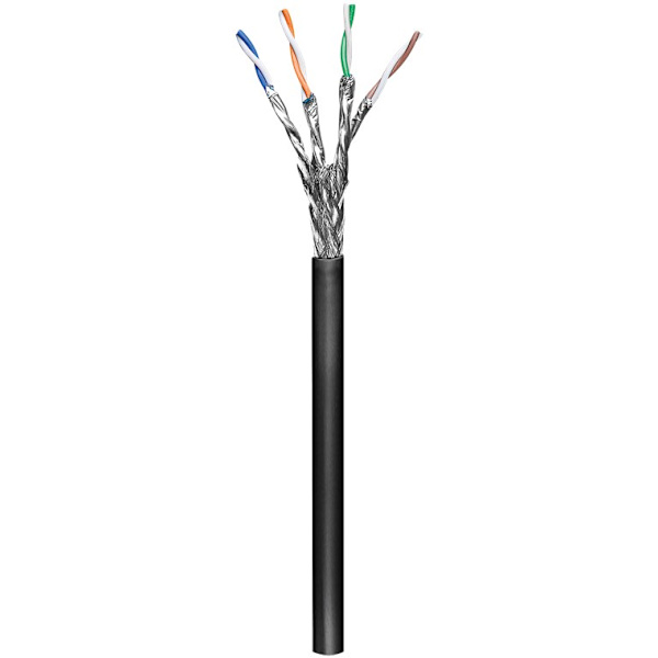 CAT 7 udendørs netværkskabel, S/FTP (PiMF), sort