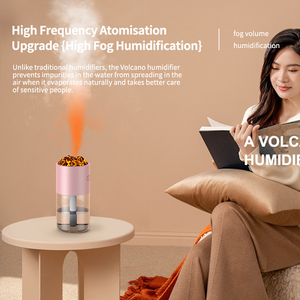 Vulkan Luftfugter HS02: Simuler Flamme med 7-Farvet Lys Hvid