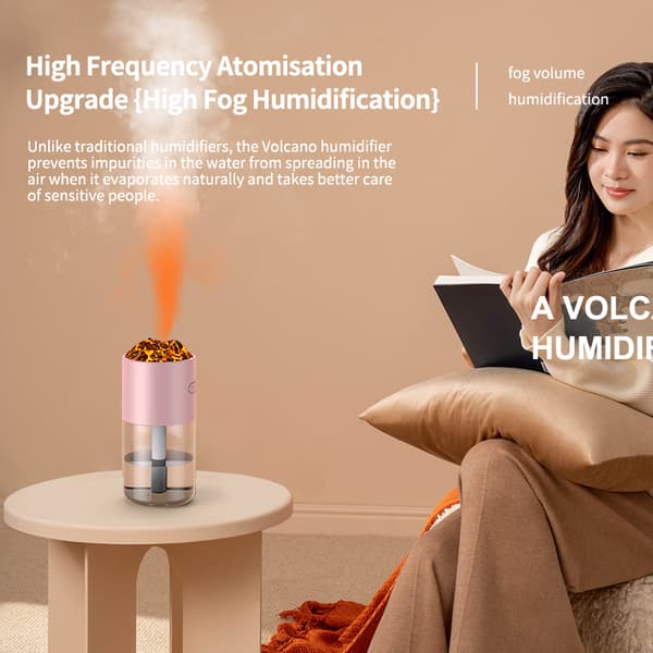 Vulkan Luftfugter HS02: Simuler Flamme med 7-Farvet Lys White White