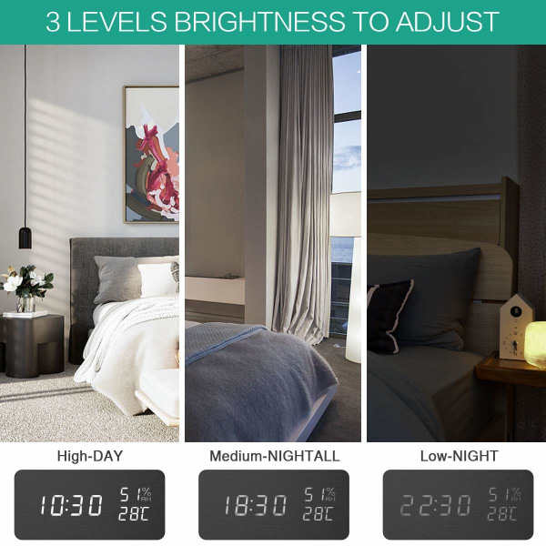 INF Digital LED vækkeur - sort 1502