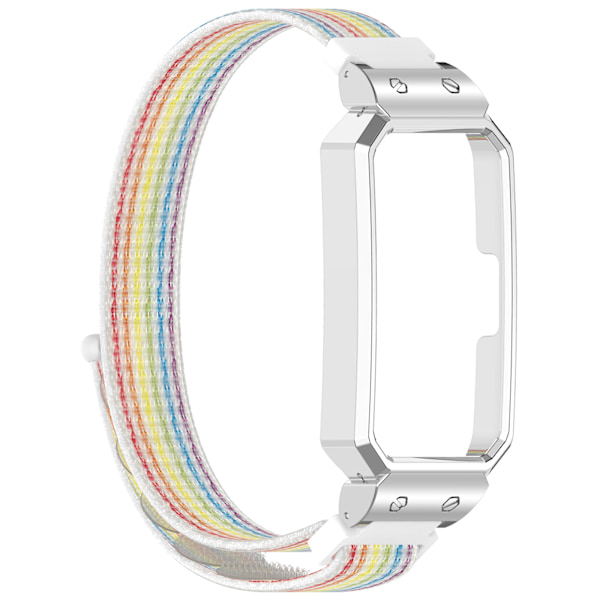 Snyggt vävt nylonband med silverram för Huawei Band Flerfärgad