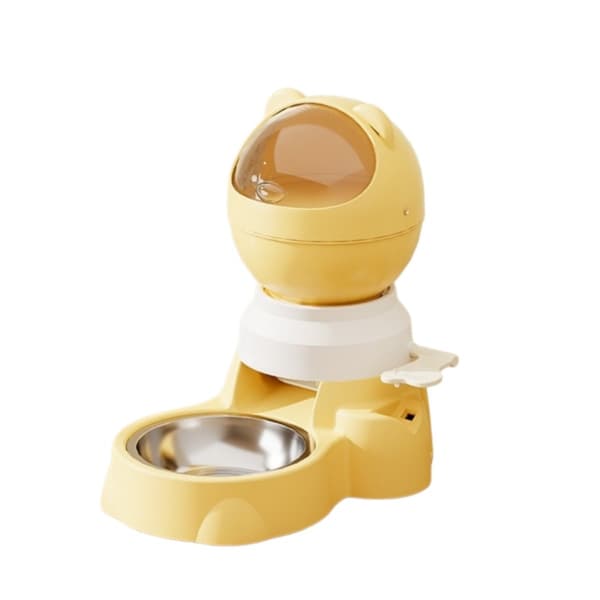 Automatisk foderautomat og puslespilsfoder til katte og små til mellemstore hunde, stor topfyldt tæt beholder, to tilstande, vaskbar Yellow Yellow