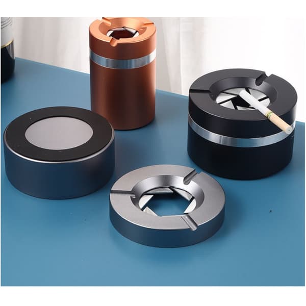 Orange askfat i aluminiumlegering med vindtät utformning och roterande, förseglat lock