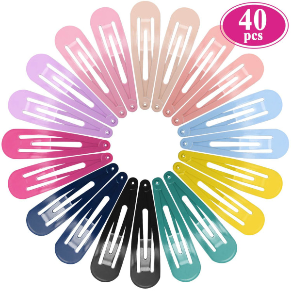 40-Styks Metal Snap Hair Clips Candy Color