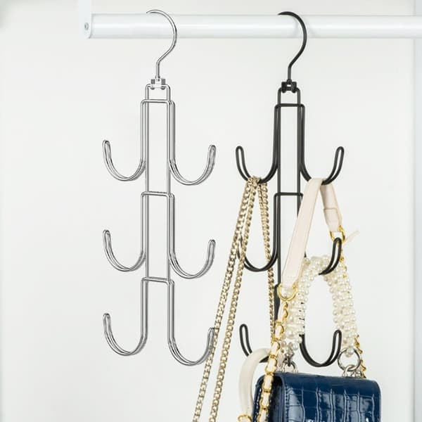 Roterande Väskhängare - Stålskåpsorganisatör för Handväskor, Scarves, Bälten Silver Silver