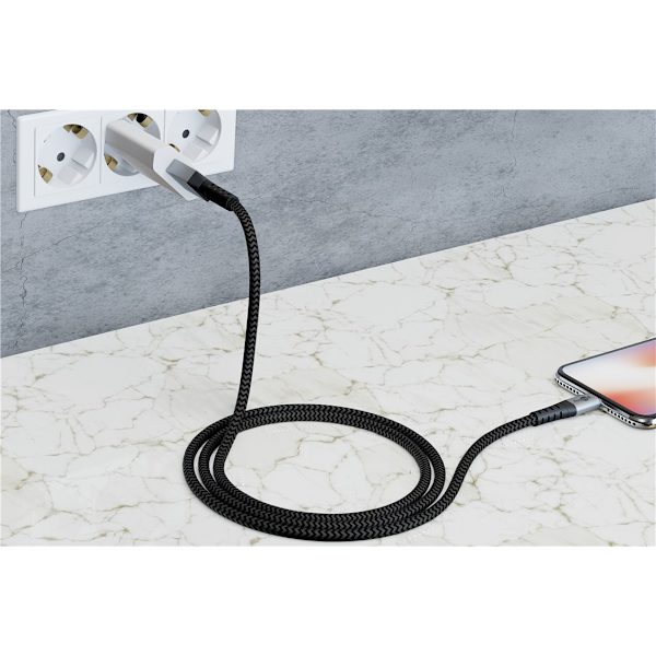Micro-USB till USB-A textilkabel med metallkontakter 0,5 m