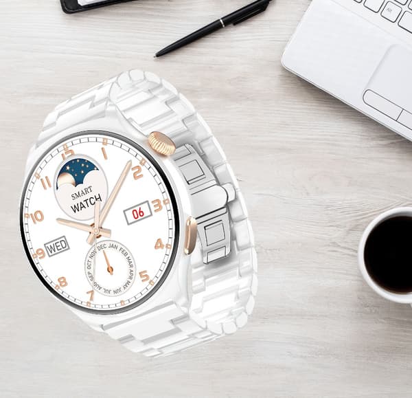 MX16 Smartwatch: 1.43" HD-skærm, Bluetooth-opkald White + Silver White + Silver