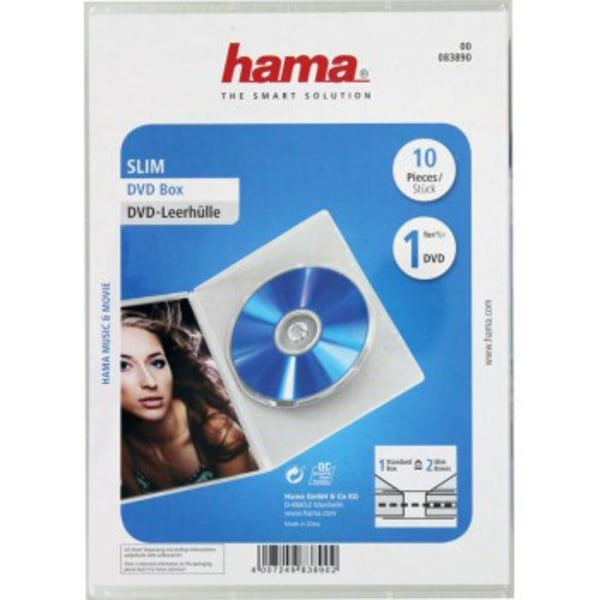 HAMA DVD-Box Slim Transparent 10-pack