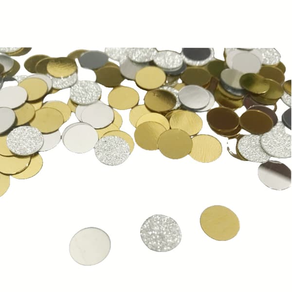 Glimmerkonfetti, 8 mm runde pailletter silver+gold 30g silver+gold