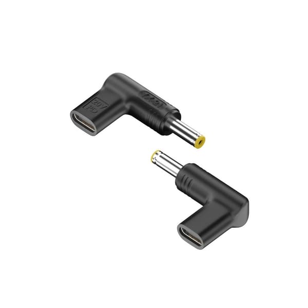 2-pak Type-C Hun til 5.5x1.7mm Han 20V Vinklet PD Trigger Adapter - 100W - Hurtig opladning til bærbare computere