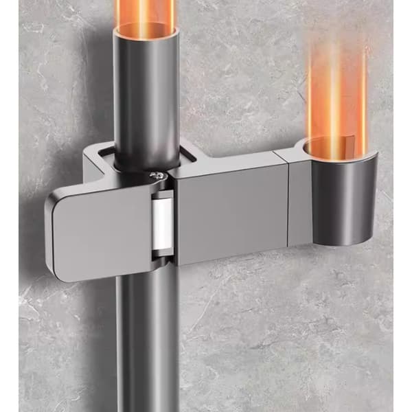 2-Pack Universal Clamp-on Shower Head Holder kompatibelt med 24-34mm Rods med Justerbart Vinkel- och Snabbklämfäste Silver Silver
