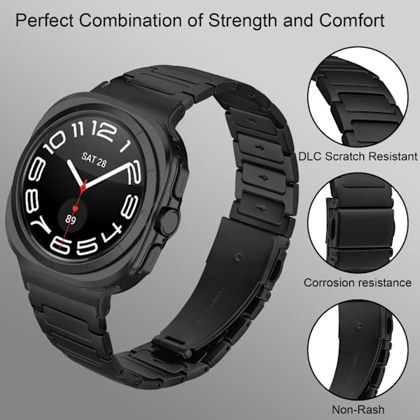 Samsung Watch 7 47MM Rem - Metalbånd i rustfrit stål Sort