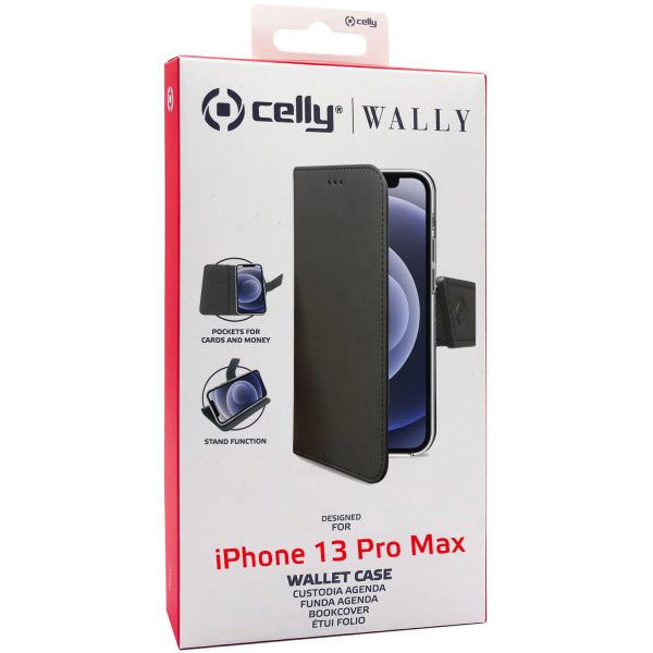 Celly Wallet Case iPhone 13 Pro Max Svart