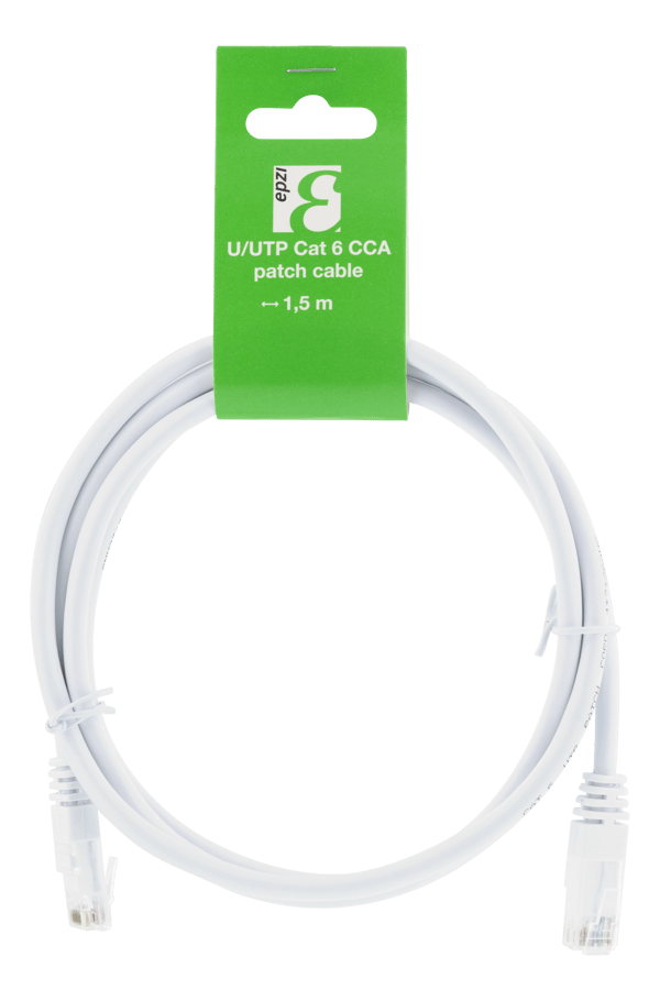 U/UTP Cat6 patch cable, CCA, 1.5m, 250MHz, white