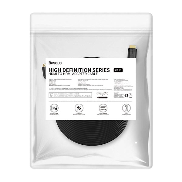HDMI-kabel Baseus, 4K@60Hz, 20m (sort)
