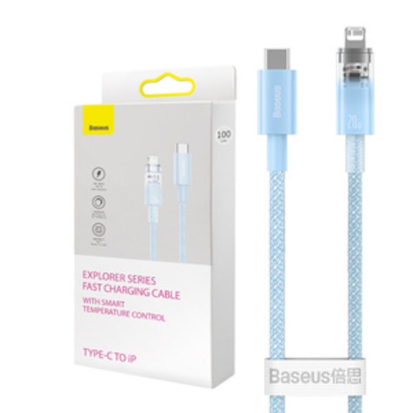 Hurtig opladningskabel Baseus USB-C til Lightning Explorer Series 2m, 20W (blå)
