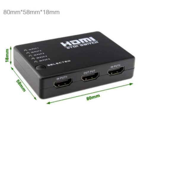HDMI Switch 5x1 med fjärrkontroll