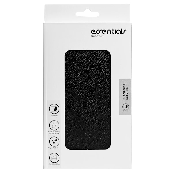 Samsung S21 Ultra PU wallet, detach, 3 card, Black