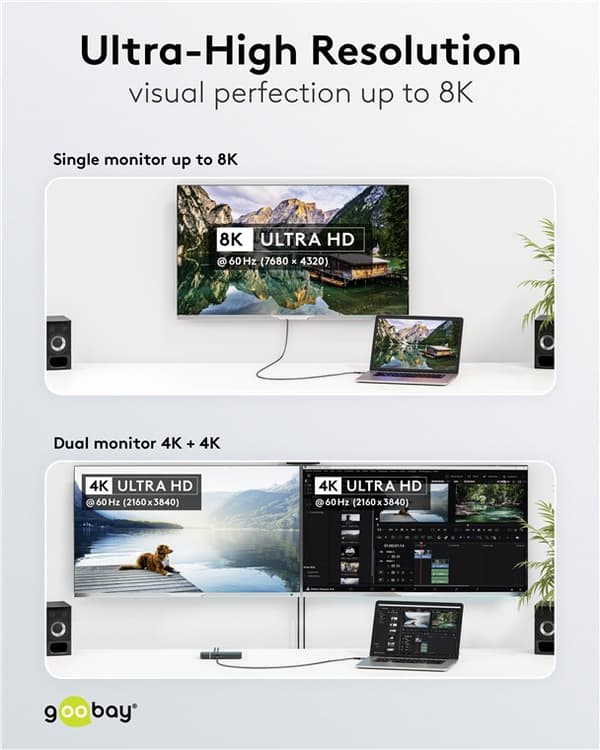 USB-C™-kaapeli, USB4™, 0,5 m, musta;hopea
