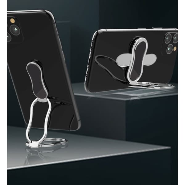 Sammenfoldelig dobbelt-ring telefonholder med magnetisk funktion og stærk akrylklæber til livestreaming Silver Silver