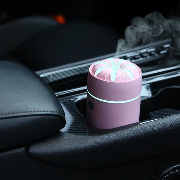 Bärbar Bil/Hemma Aromdiffuser Luftfuktare med 7-Färgs LED Pink Pink