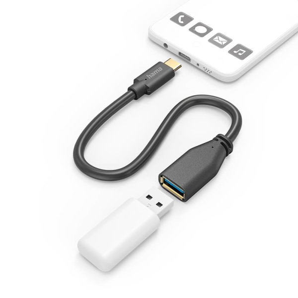 Adapterkabel USB OTG USB-C till USB-A Svart