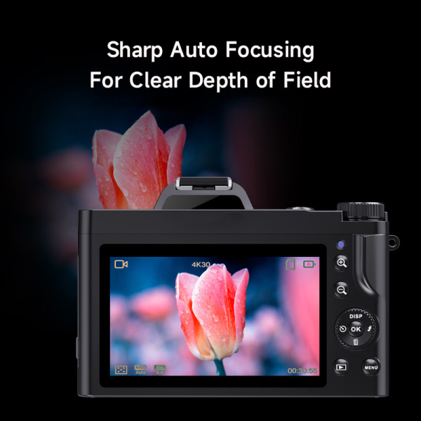 INF Digikamera 5K/48MP/16X zoom/6-akselinen tärinänvaimennus 3,5